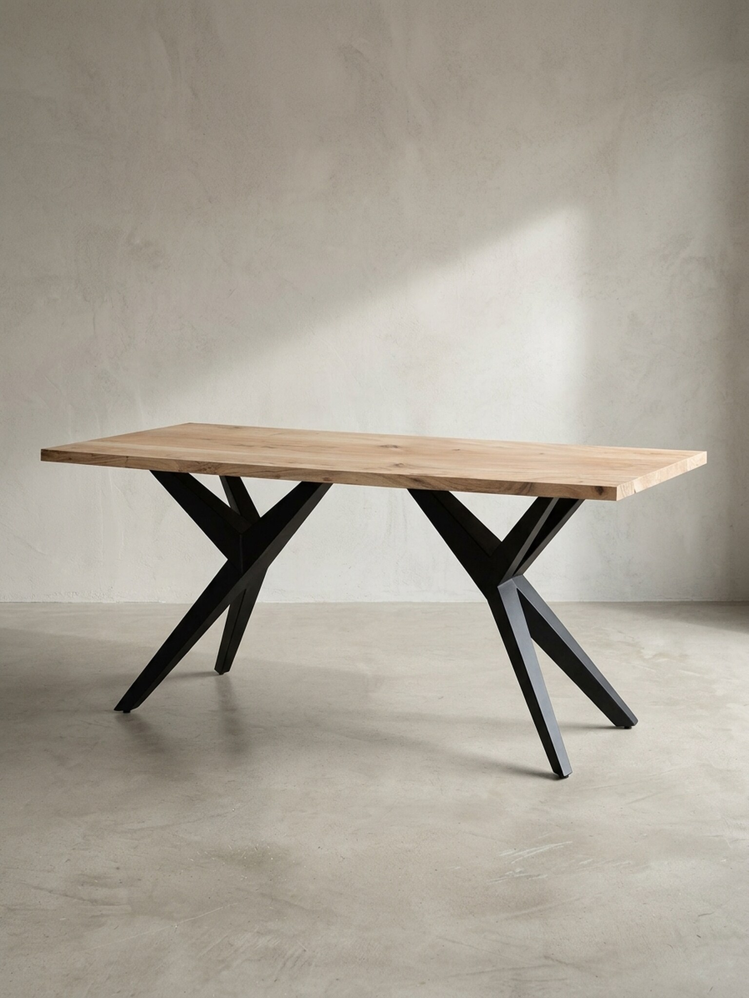 Esstisch Massivholz Metall Rechteckig Loft-Stil, Akazie 120x60x76 cm 