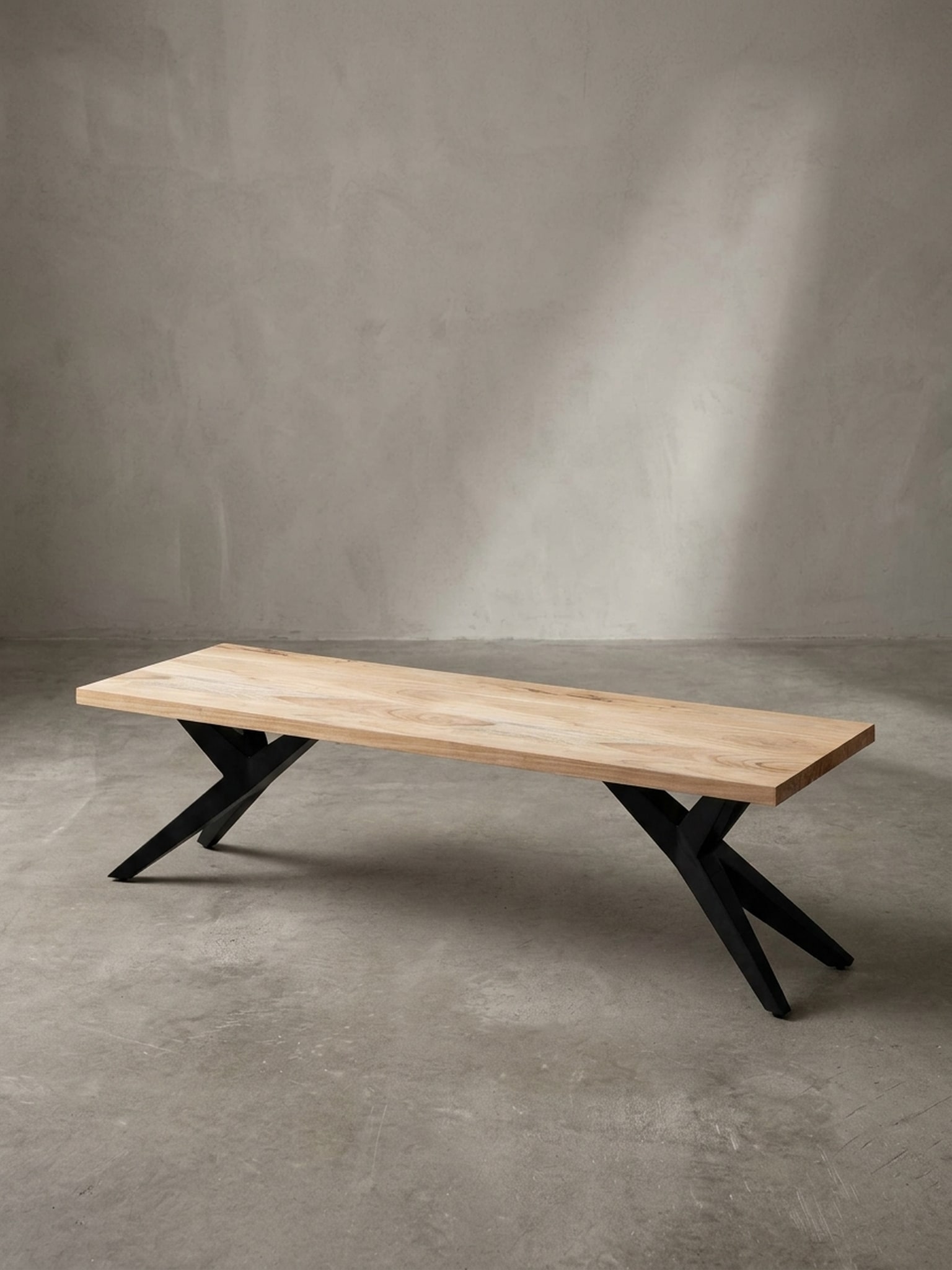 Esszimmerbank Massivholz Metall Loft-Stil, Akazie 120x45x45 cm 
