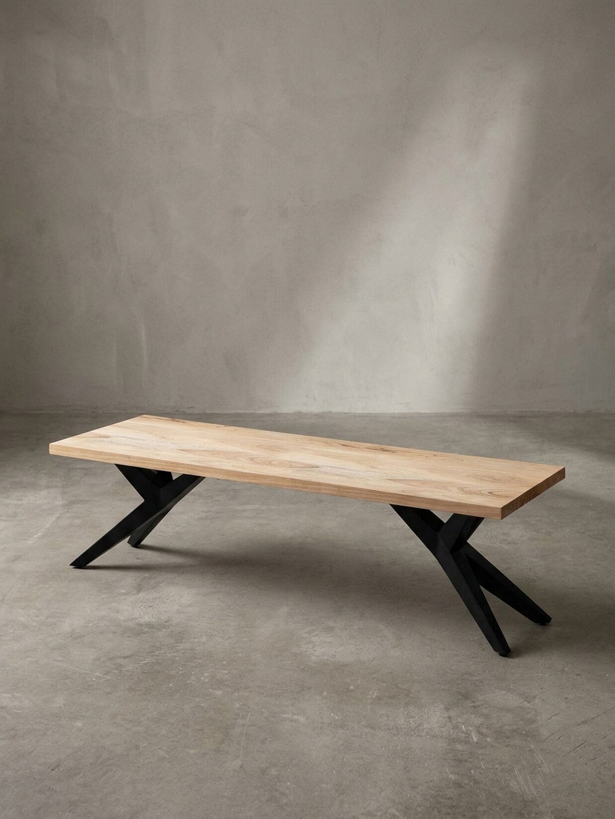 Esszimmerbank Massivholz Metall Loft-Stil, Akazie 120x45x45 cm