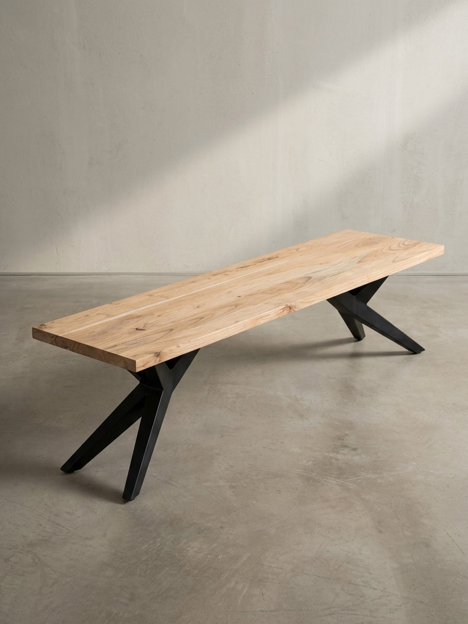 Esszimmerbank Massivholz Metall Loft-Stil, Akazie 160x45x45 cm 