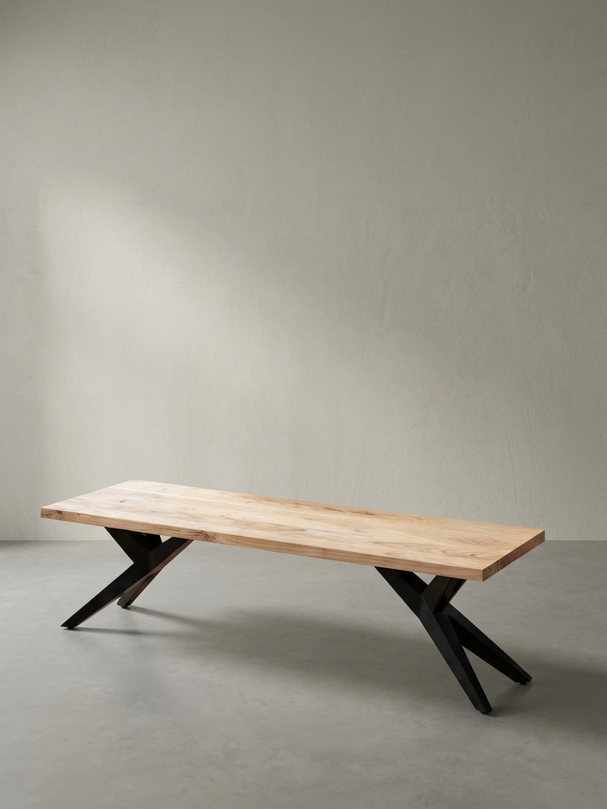 Esszimmerbank Massivholz Metall Loft-Stil, Akazie 175x45x45 cm