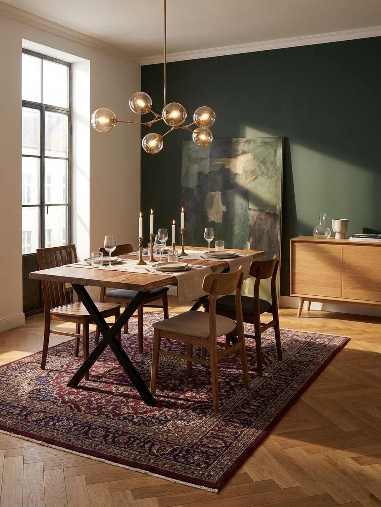 Esstisch Massivholz Metall X-Gestell Baumkante Rechteckig, Akazie 120x60x76 cm