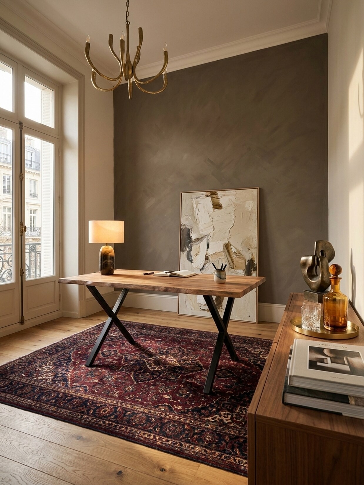 Schreibtisch Massivholz Baumkante X-Gestell, Akazie 180x90x76 cm