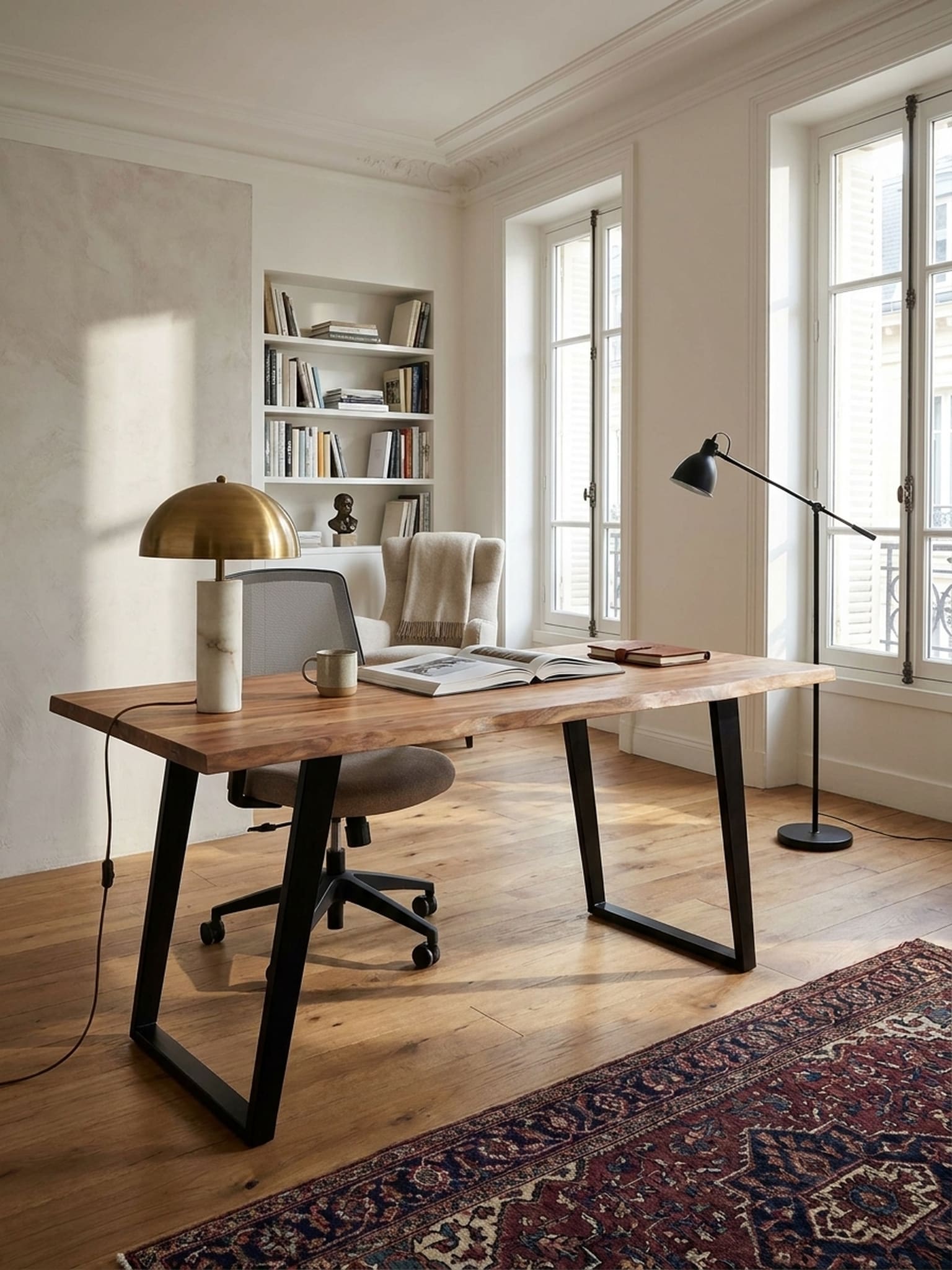 Schreibtisch Massivholz Baumkante mit U-Gestell, Akazie 160x80x76 cm 