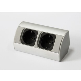 kalb | 2-fach Ecksteckdosenleiste zur Montage, 2x 230V Steckdose, Anschlusskabel ohne Stecker, silber/schwarz 