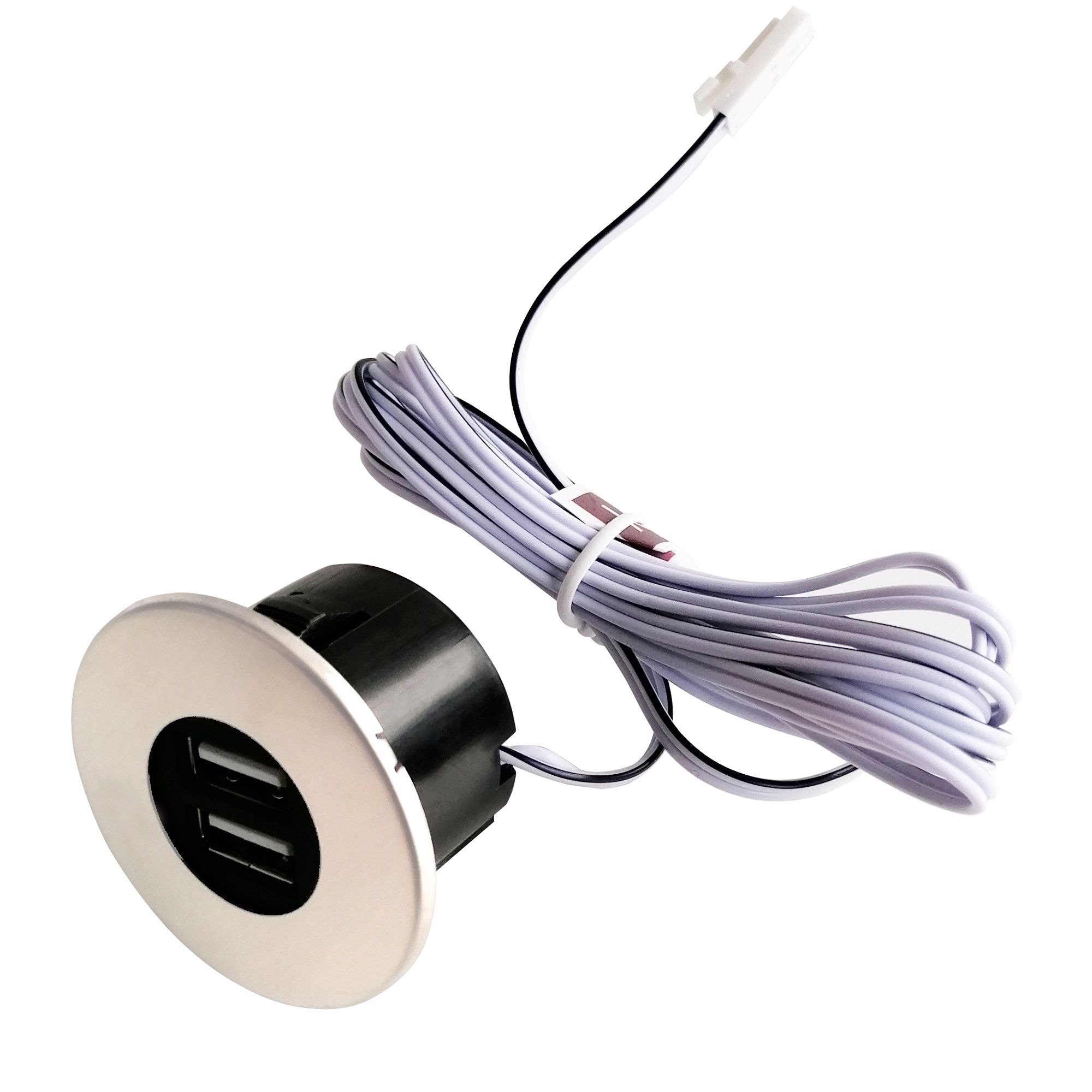 Einbau USB-Hub, Edelstahl, Steckdose f&uuml;r Smartphone, Tablet, E-Reader M&ouml;beleinbau 12V 