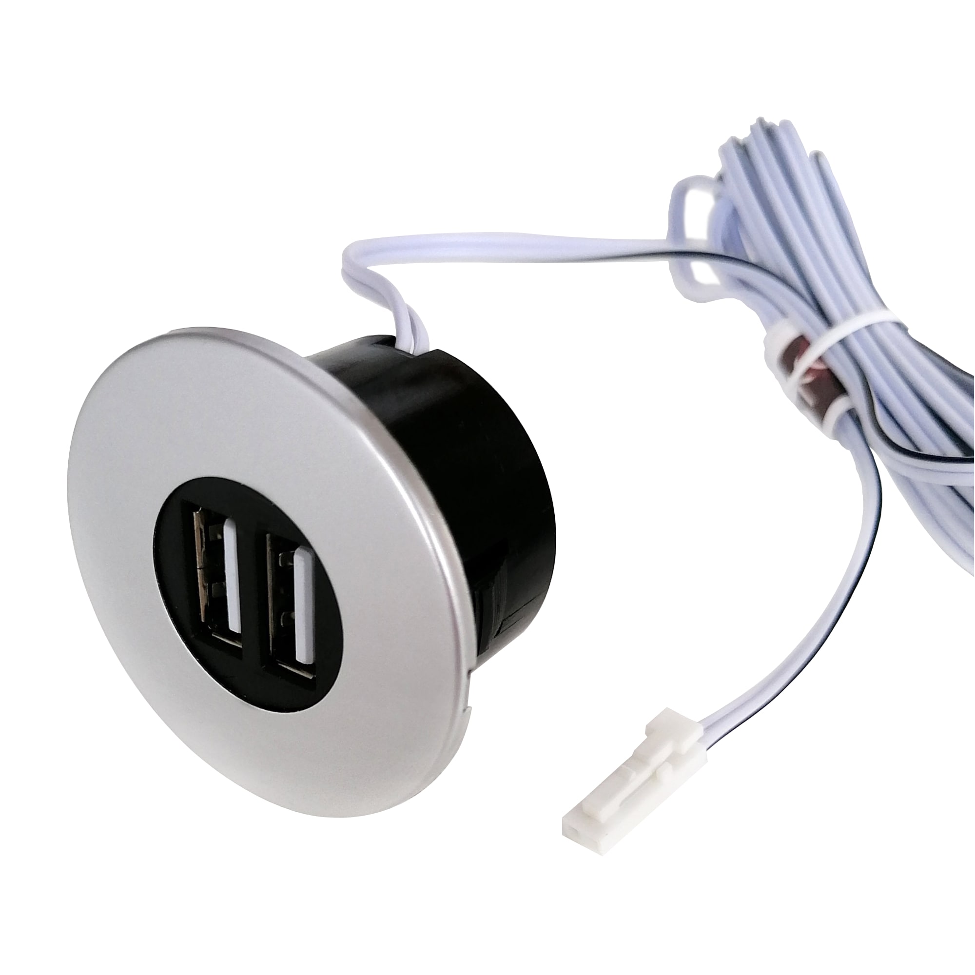 kalb | Einbau USB-Hub, Silbergrau, Steckdose f&uuml;r Smartphone, Tablet, E-Reader M&ouml;beleinbau 12V 