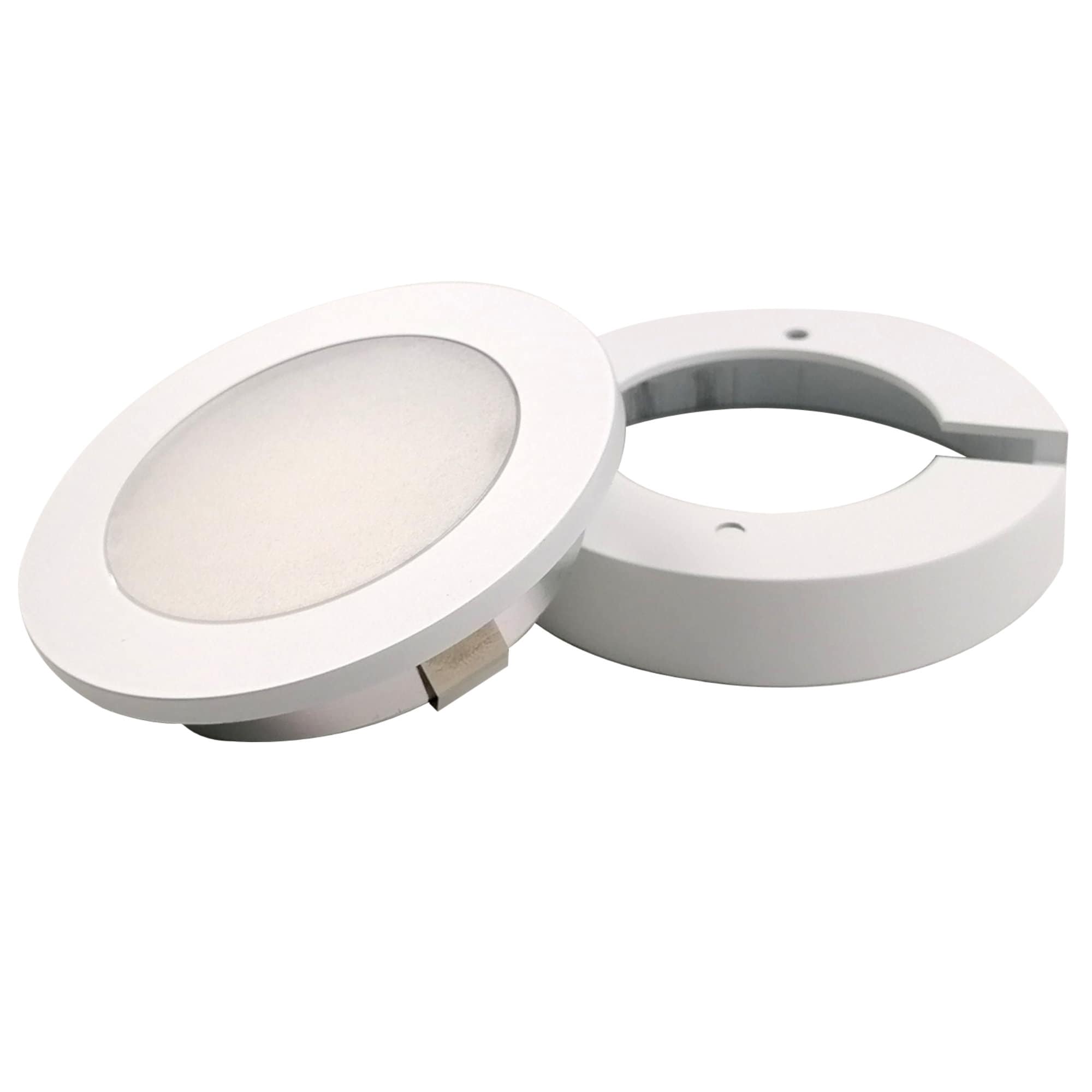 kalb | LED Einbauspot Unterbauspot Aluminium Wei&szlig; 12VDC 4 Watt Warmwei&szlig; 6,3cm &Oslash; Einbaustrahler f&uuml;r M&ouml;bel inkl. Aufsatzring 