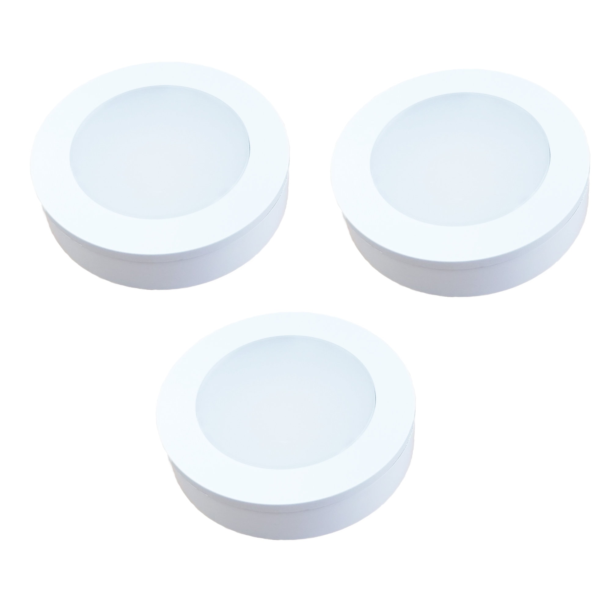 kalb | 3er Set LED Einbauspot Unterbauspot Aluminium Wei&szlig; 12VDC 3 Watt Warmwei&szlig; 6,3 cm &Oslash; Einbaustrahler f&uuml;r M&ouml;bel inkl. Aufsatzring 
