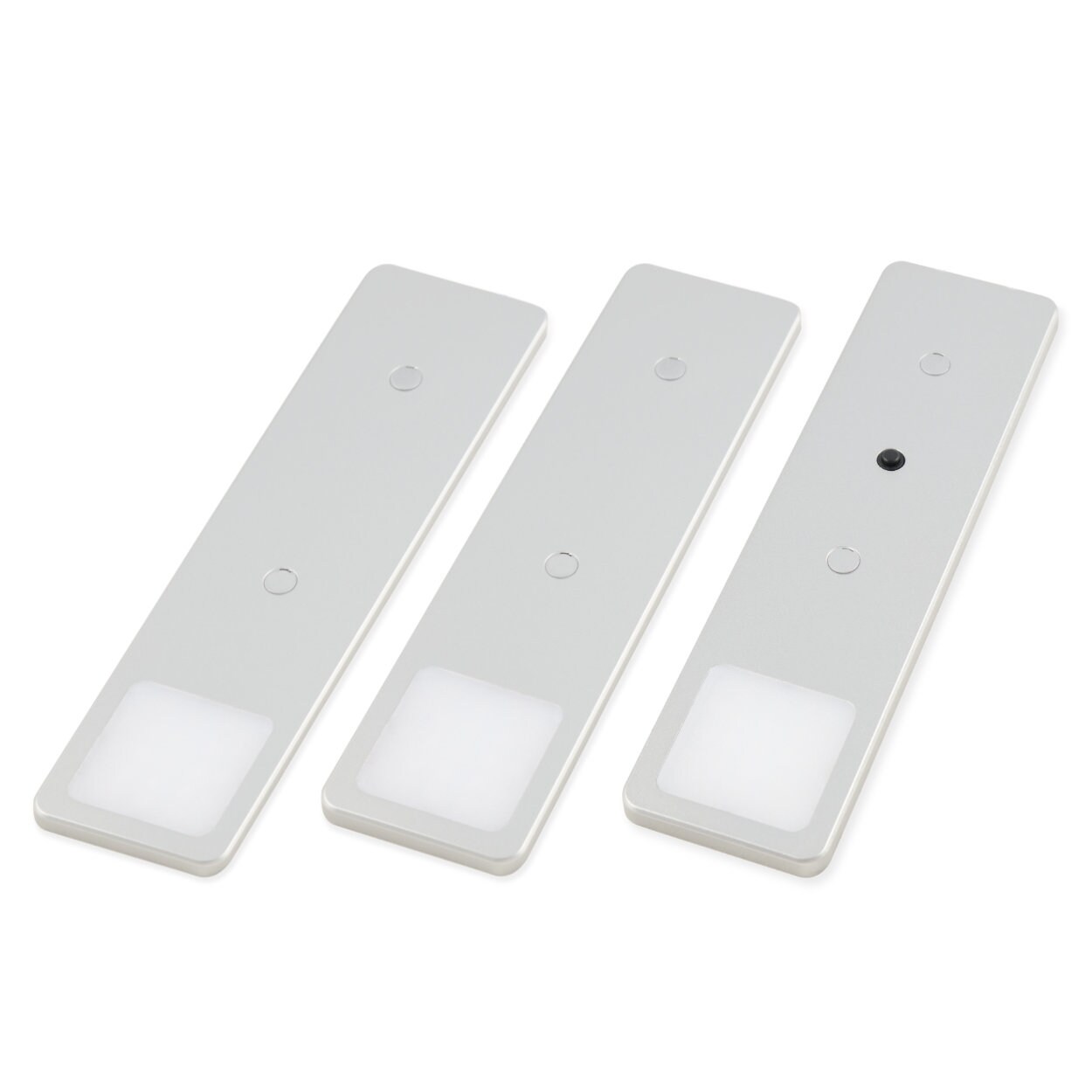 LED Unterbauleuchten SET Solid2, silbergrau mit mech. Schalter, 3W, 200cm Kabell&auml;nge, 3er Set warmweiss 
