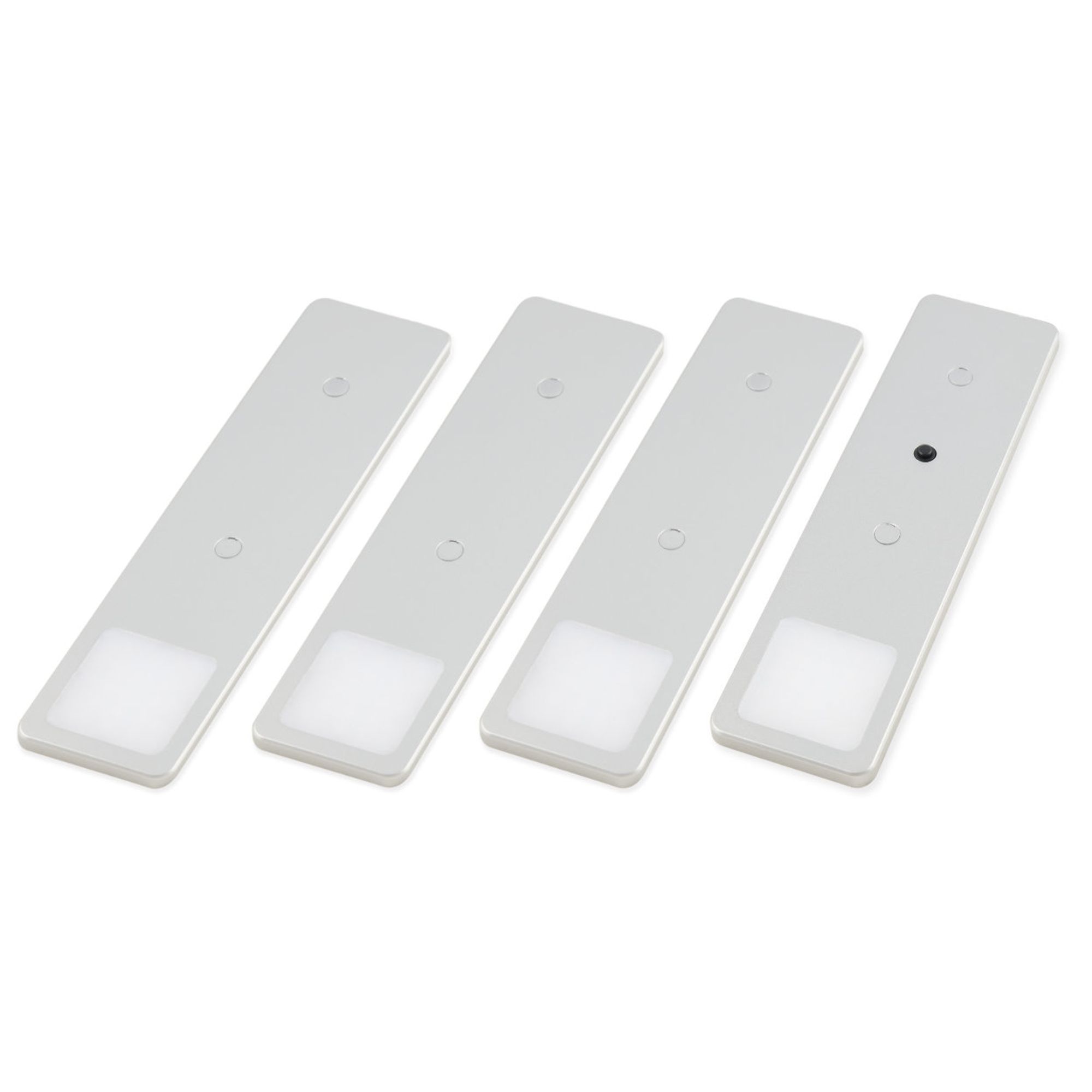 LED Unterbauleuchten SET Solid2, silbergrau mit mech. Schalter, 3W, 200cm Kabell&auml;nge, 4er Set neutralweiss 