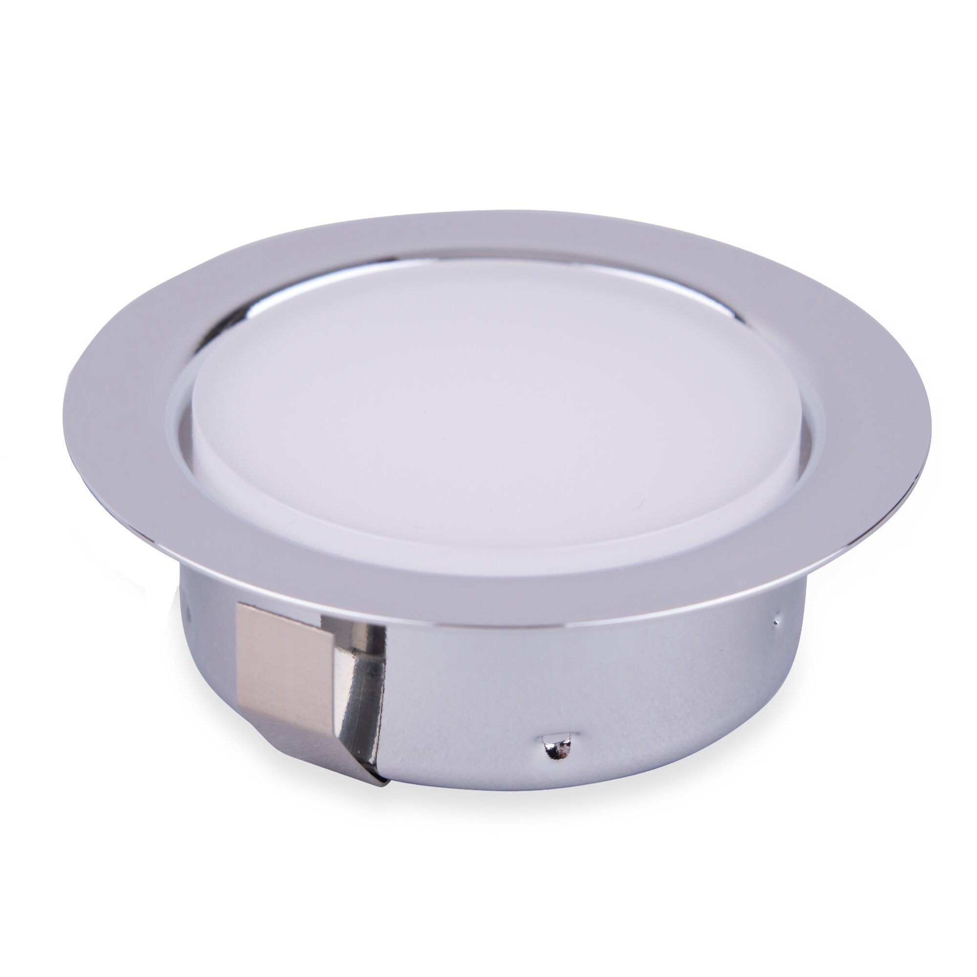 kalb | LED 12 VDC Einbauspot Einbaustrahler f&uuml;r M&ouml;bel, Metall-chrom mit ABS, 2W 3000k warmwei&szlig; 