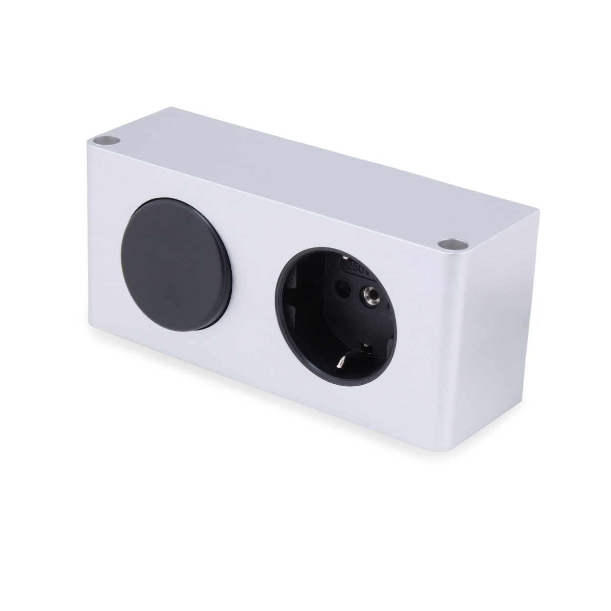 kalb | 10W LED-Netzteil 12V DC zum Einbau in M&ouml;bel mit 230V Steckdose und Schalter, Kombibox, Powerbox, LED-Trafo, Silbergrau 