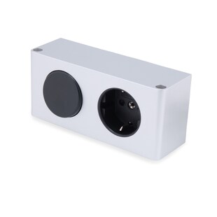 kalb | 10W LED-Netzteil 12V DC zum Einbau in Möbel mit 230V Steckdose und Schalter, Kombibox, Powerbox, LED-Trafo, Silbergrau 