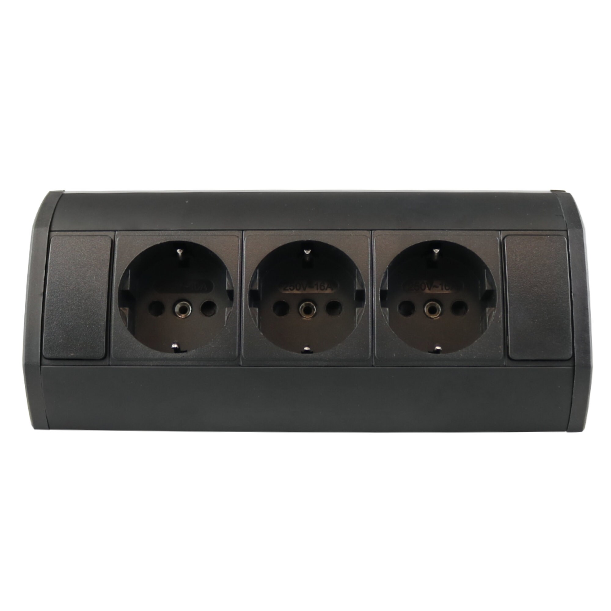 kalb | Ecksteckdose 3-fach Steckdosenleiste, Unterbau- / Aufsatz-Steckdose, 1m Anschlusskabel mit EU-Stecker, schwarz 