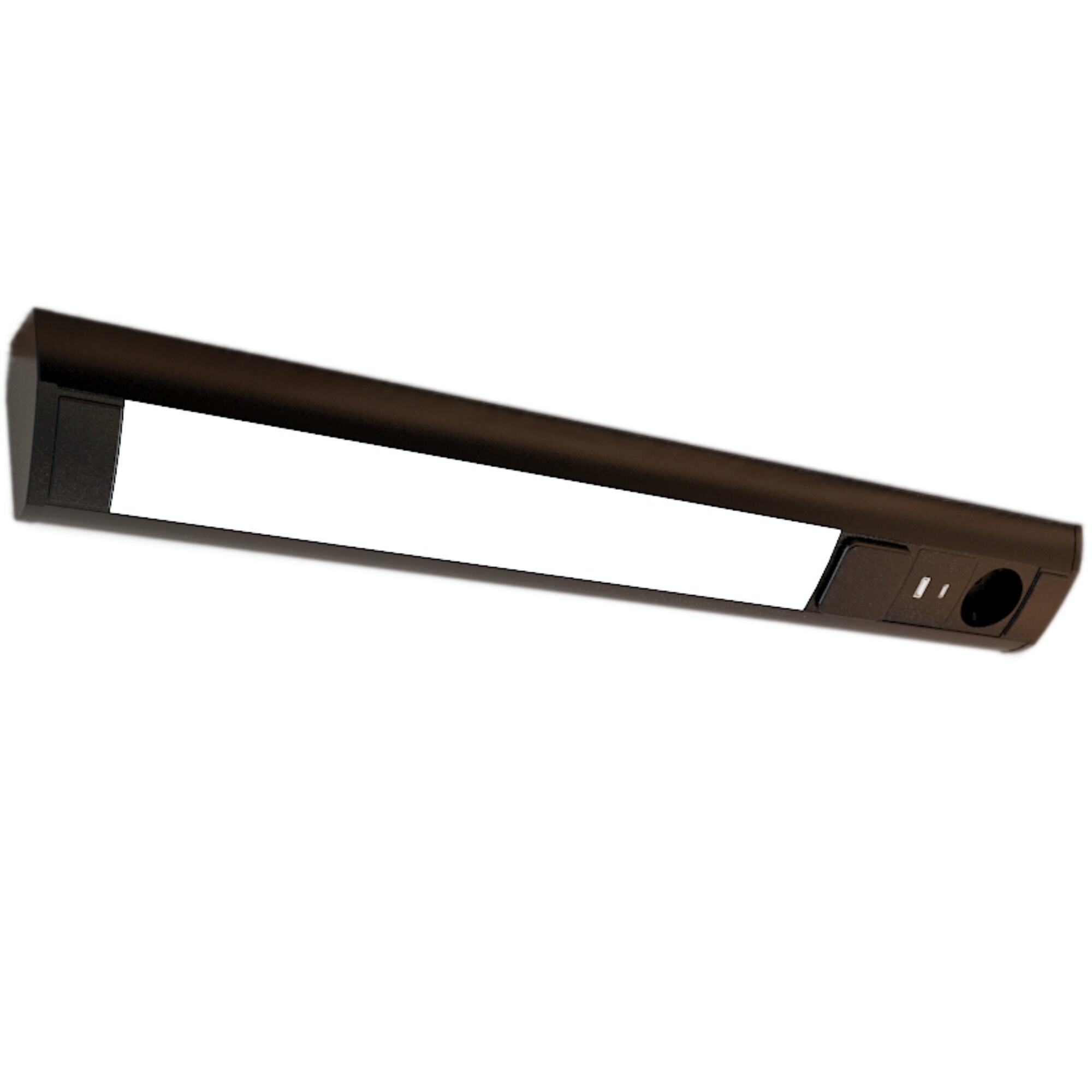 LED Unterbauleuchte mit Schalter und Steckdose, 230VAC Anschluss, 3000 Kelvin, USB-Port Typ A u. C, Aluminium + ABS, IP20 schwarz 