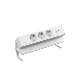 3er Aufsatzsteckdose zum Anklemmen, USB A/C, 3-fach Steckdose, 230V 16A, für Möbel, Steckdosenleiste, EU-Schutzkontaktstecker, Ampereon 
