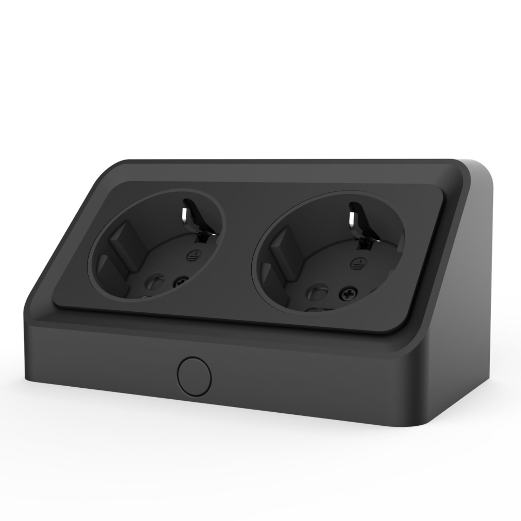 kalb | Avena, angewinkelte 2-fach Steckdosenleiste, 230&nbsp;VAC Direktanschluss, schwarz, inkl. Bohrschablone, Doppelsteckdose f&uuml;r M&ouml;belmontage & Badezimmerschr&auml;nke 