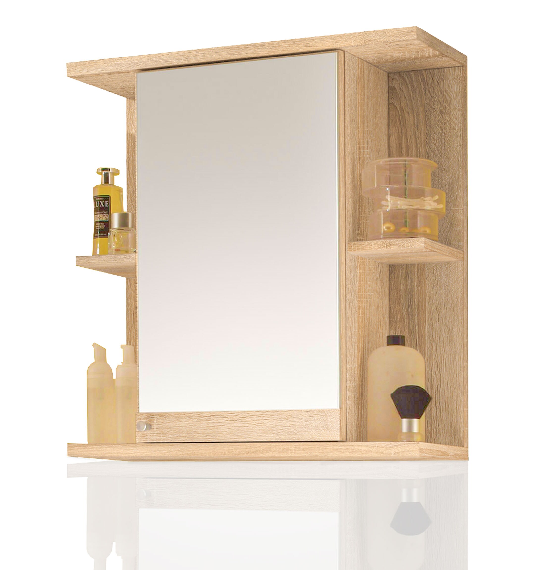 Badm&ouml;bel Spiegelschrank Badschrank mit Ablagen Sonoma 