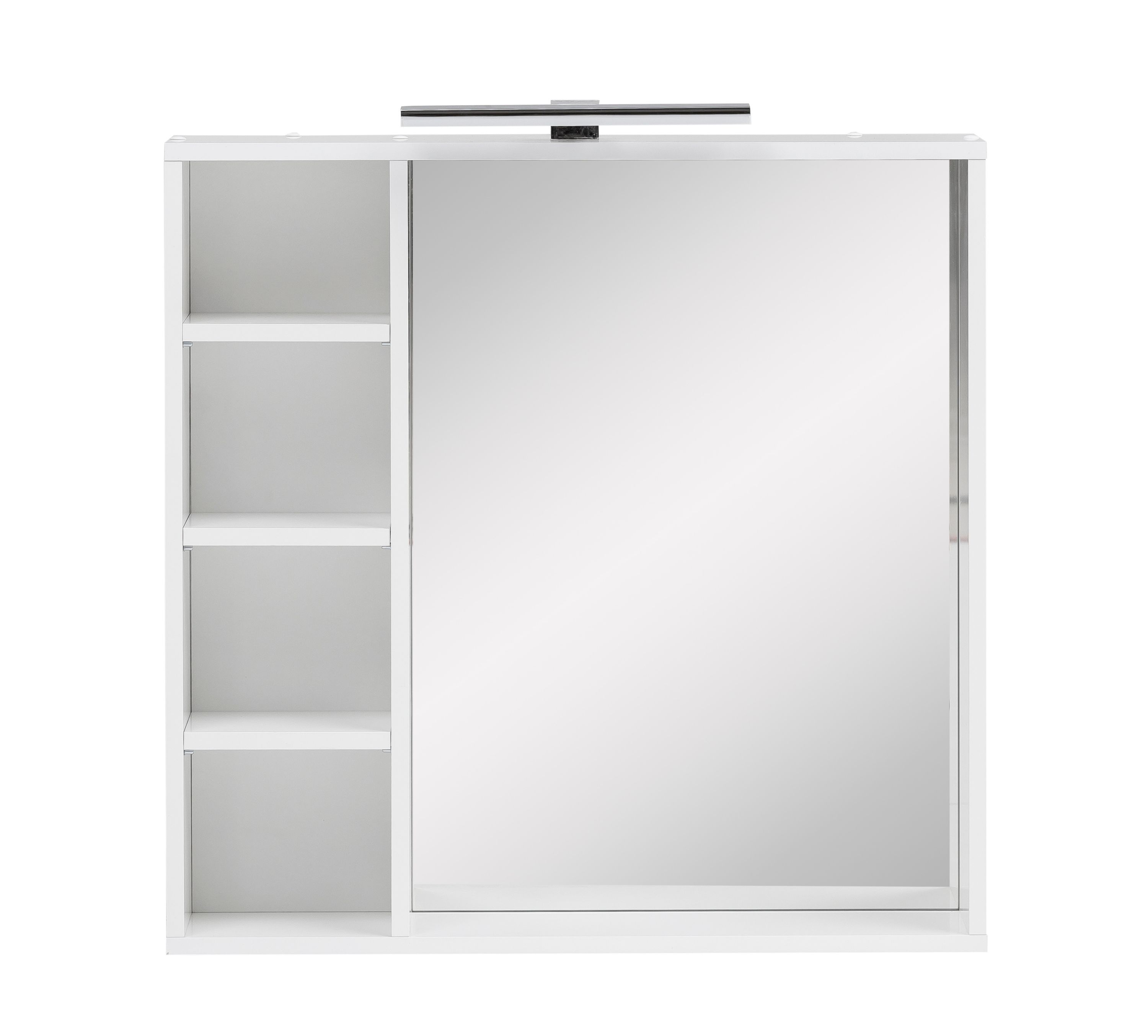 Badm&ouml;bel Spiegelschrank mit LED-Beleuchtung 4 offene F&auml;cher Ablageboden 