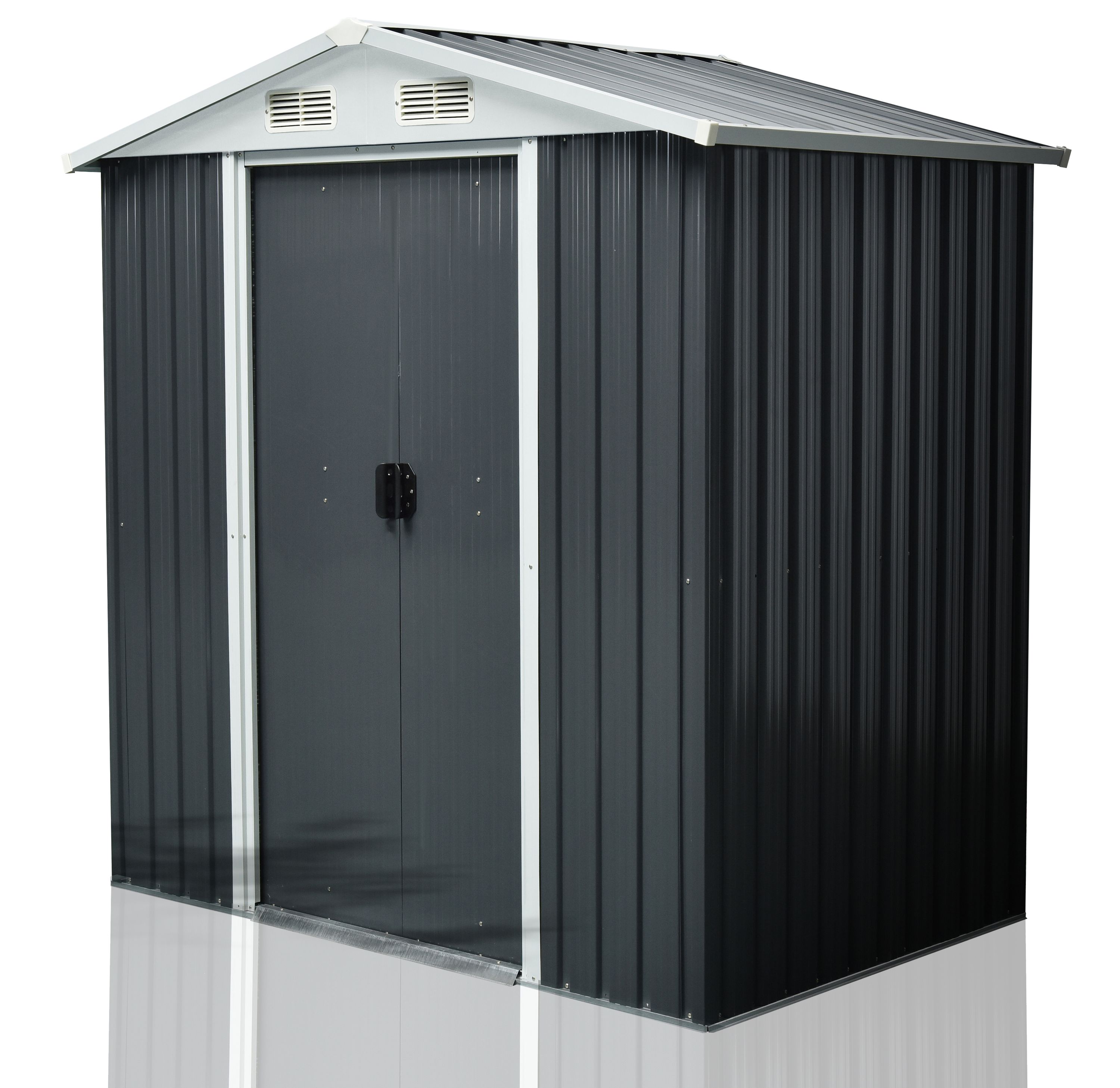 Ger&auml;teschuppen mit Doppelschiebet&uuml;r und Bel&uuml;ftung aus Metall Ger&auml;tehaus SAFE L 