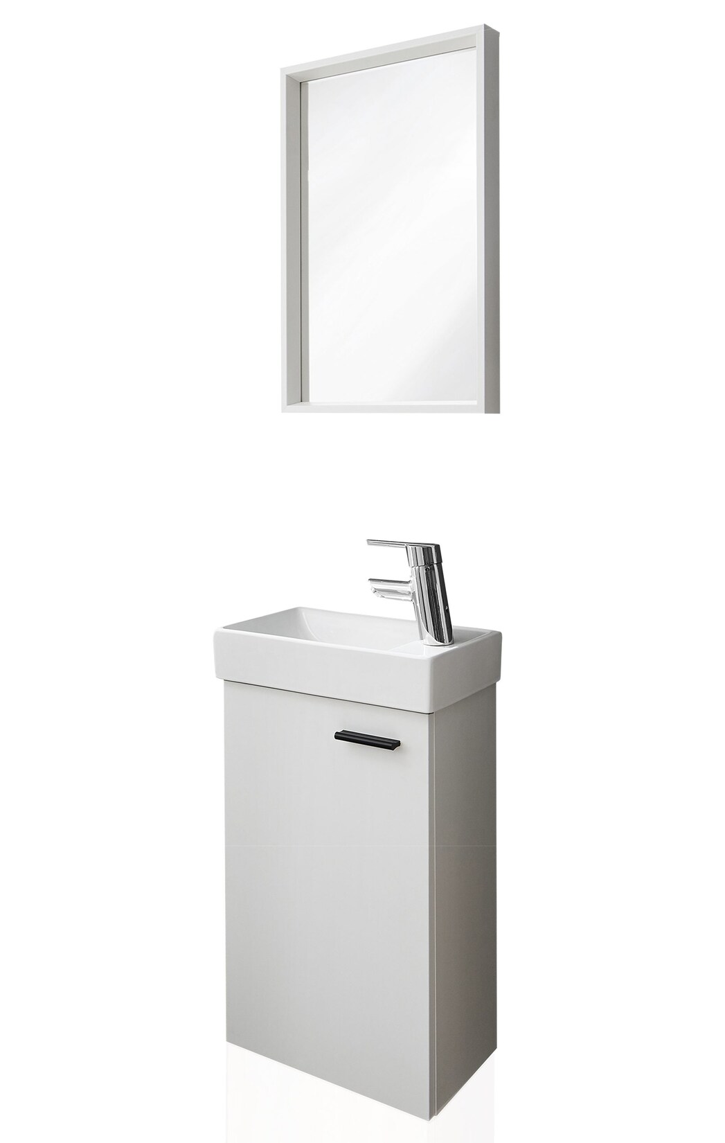 Gäste WC Badmöbel Set Waschbecken mit Unterschrank inkl. Armatur klein Weiß
