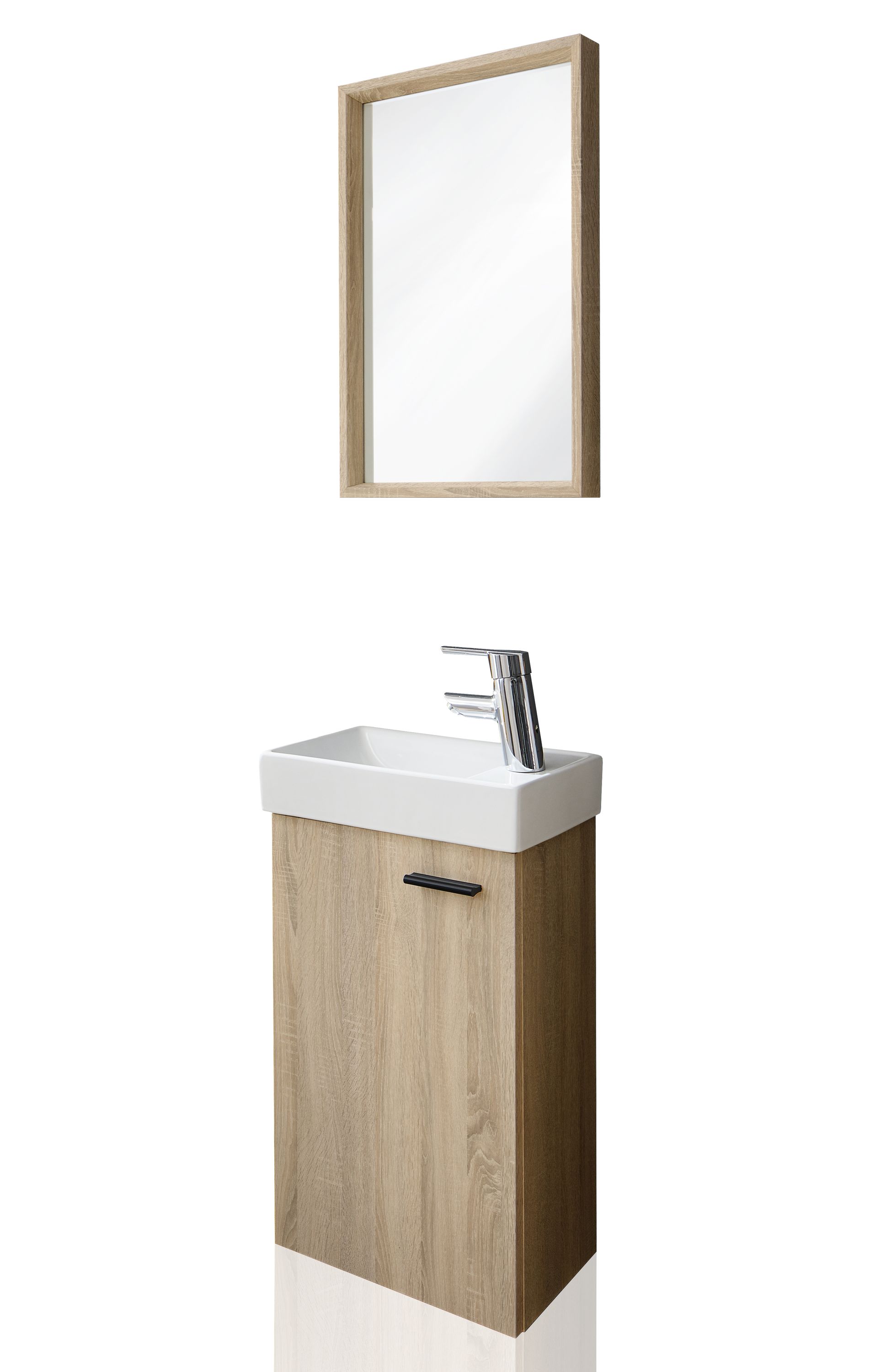 G&auml;ste WC Badm&ouml;bel Set Waschbecken mit Unterschrank inkl. Armatur klein Sonoma 
