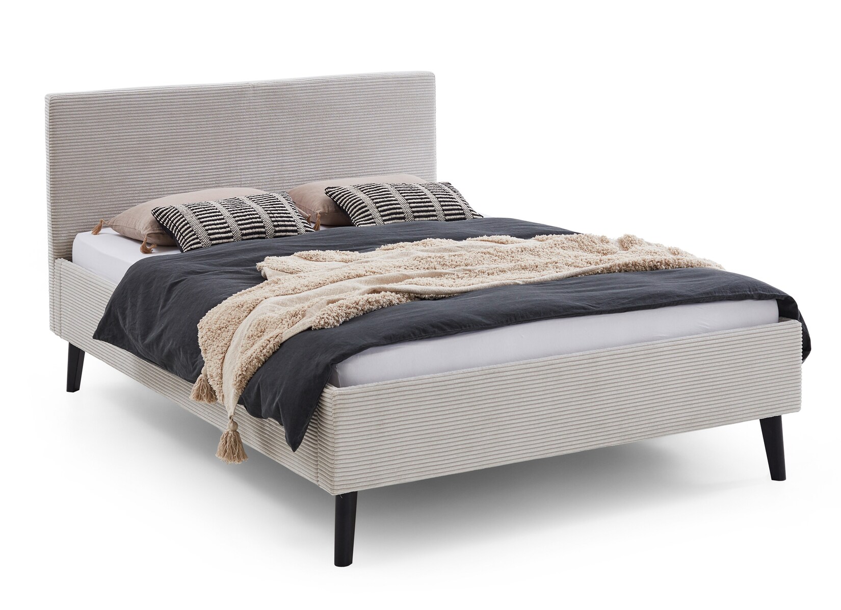 Polsterbett 140 x 200 Viola Bettgestell mit Kopfteil Beige