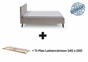 Polsterbett 140 x 200 Viola Bettgestell mit Kopfteil Beige 