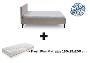 Polsterbett 180 x 200 Viola Bettgestell mit Kopfteil Beige 