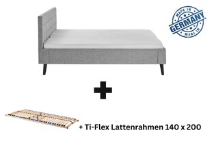 Polsterbett 140 x 200 Amira Bettgestell mit Kopfteil Grau 