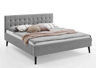 Polsterbett 180 x 200 Amira Bettgestell mit Kopfteil Grau 