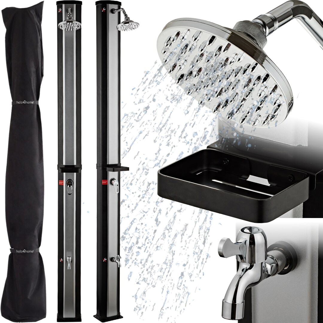 holz4home&reg; Outdoor Solardusche mit Wasserspeicher f&uuml;r Garten, Pool und Camping | 40 Liter 