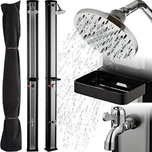 holz4home® Outdoor Solardusche mit Wasserspeicher für Garten, Pool und Camping | 40 Liter 