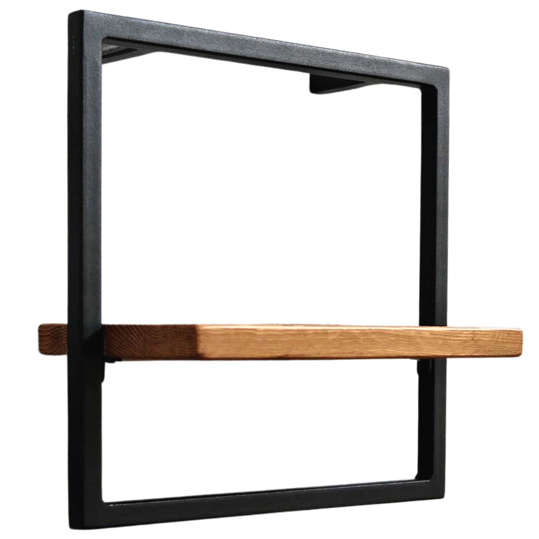 holz4home&reg; Wandregal Small Schwarz Gerahmt I Industrial Style | ohne Baumkante | Natur 