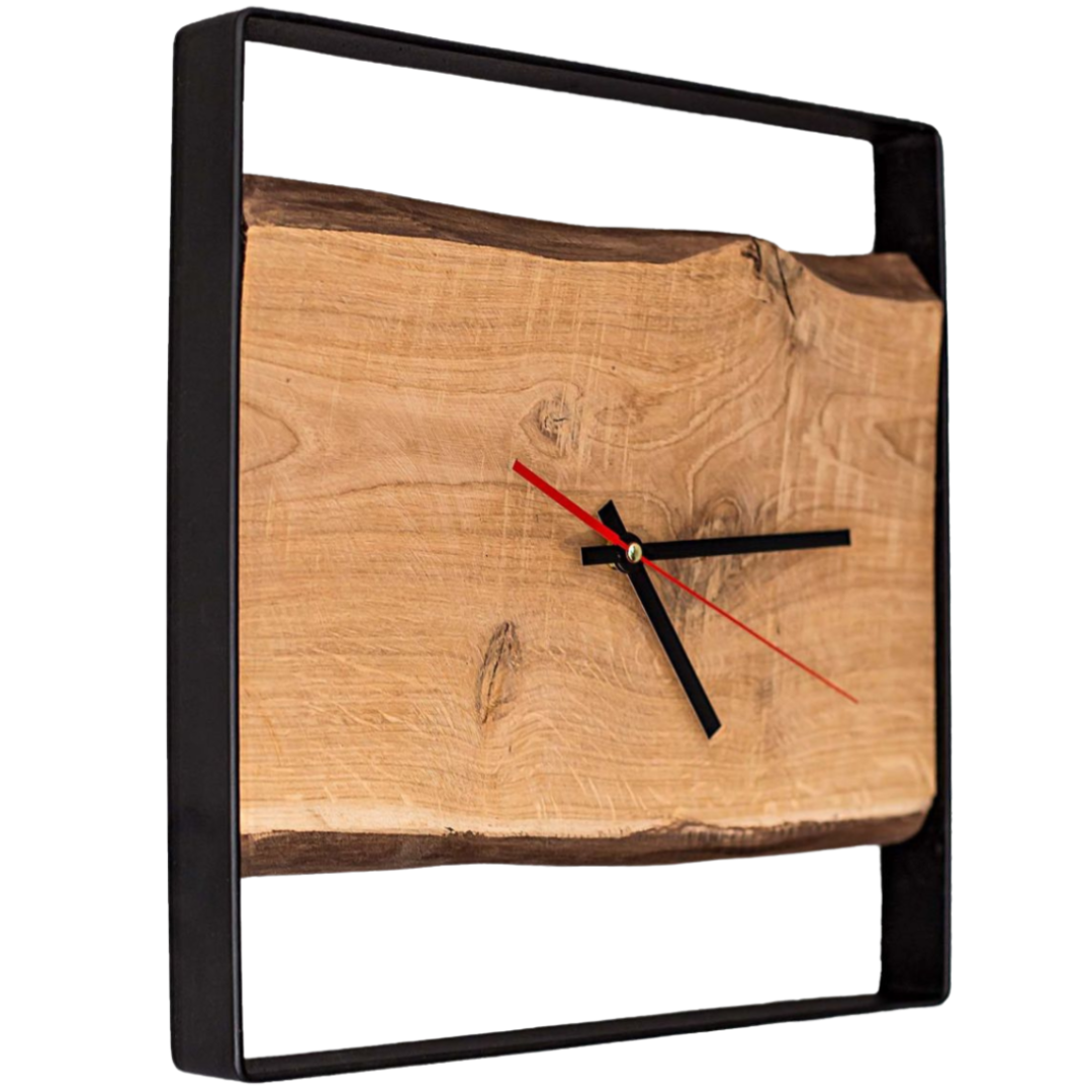 holz4home&reg; Quadratische Wanduhr aus Eiche | ohne Nuten 