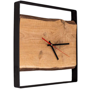 holz4home® Quadratische Wanduhr mit Stahlrahmen aus massiver Eiche von holz4home® | ohne Nuten 