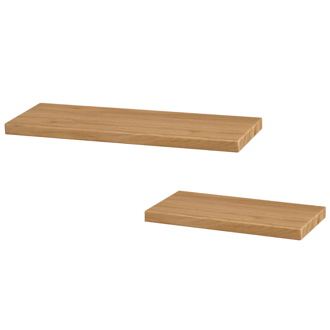 holz4home&reg; Wandregal-Set I 70cm & 40cm | Eiche Massiv I 2-teilig | ohne Baumkante | Natur 