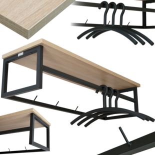 holz4home® Garderobe Sonoma Eiche - inkl. 3 Kleiderbügel aus Metall - Schwarz 