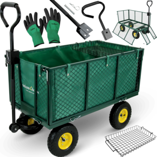 deluxe4home® Bollerwagen | Transportwagen inkl. Handschuhe | Gruen 