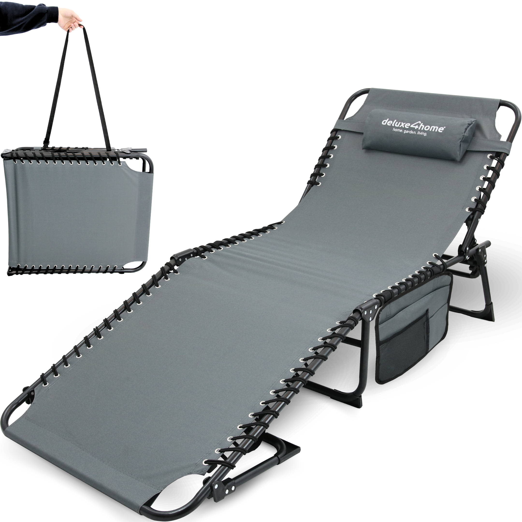 deluxe4home&reg; Sonnenliege Gartenliege Camping klappbar 4-Stufig Verstellbarer R&uuml;ckenlehne 