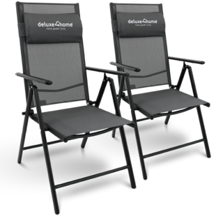 deluxe4home® Gartenstuhl Klappstuhl mit 7-stufig verstellbarer Rückenlehne 