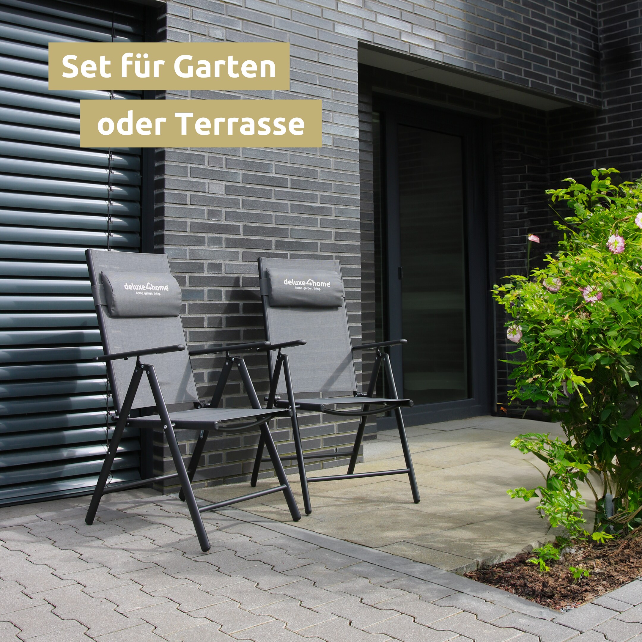 deluxe4home&reg; Gartenstuhl Klappstuhl mit 7-stufig verstellbarer R&uuml;ckenlehne 