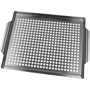deluxe4home® Grillschale Edelstahl 40x30 cm I geeignet für alle Grillarten, Spülmaschinengeeignet 