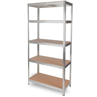 deluxe4home® Schwerlastregal 90x40x180cm I belastbar bis 875kg I 5 Ablagen + Haken | Silber 