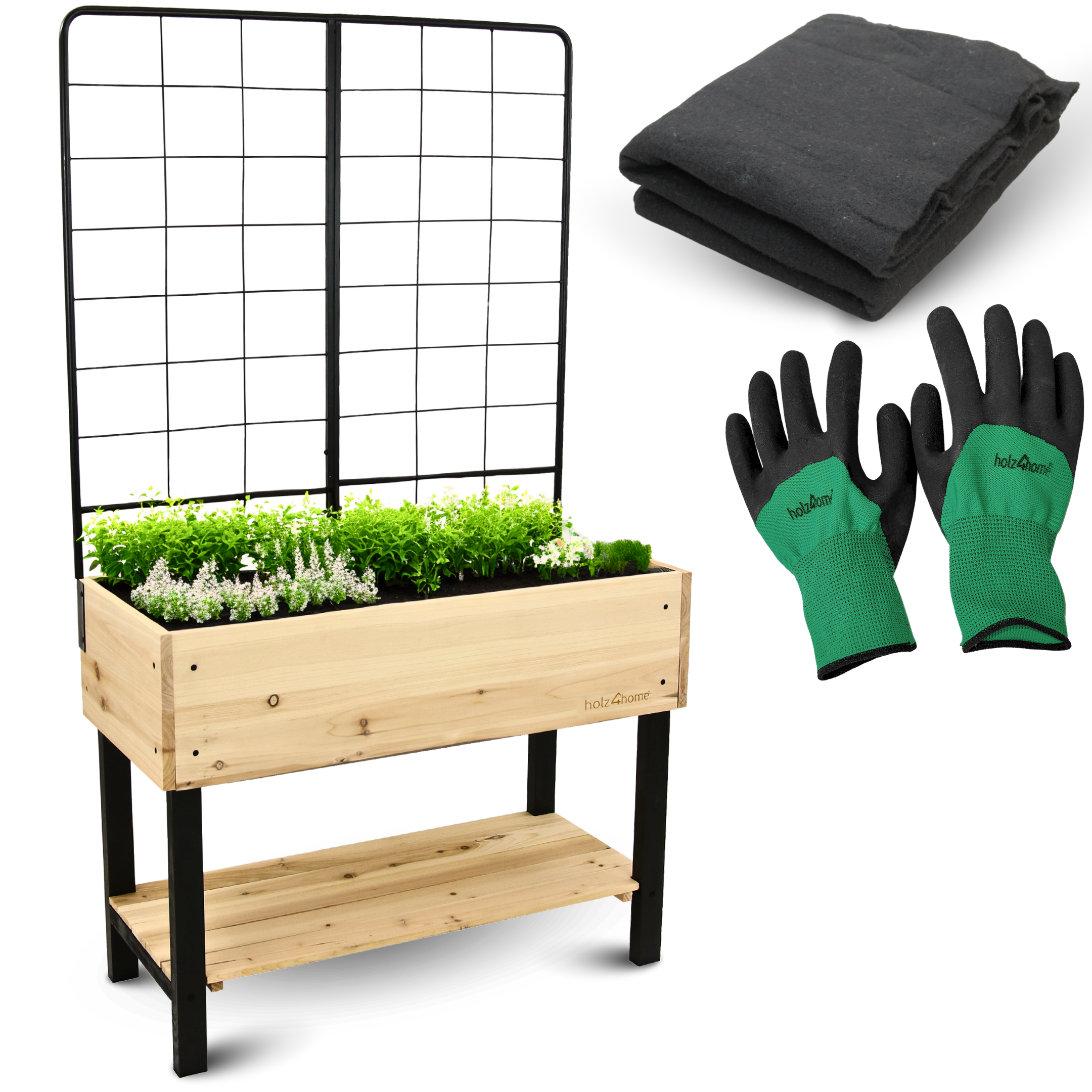 holz4home&reg; Hochbeet mit Rankgitter aus Metall I Ideal f&uuml;r den Balkon oder Terrasse 