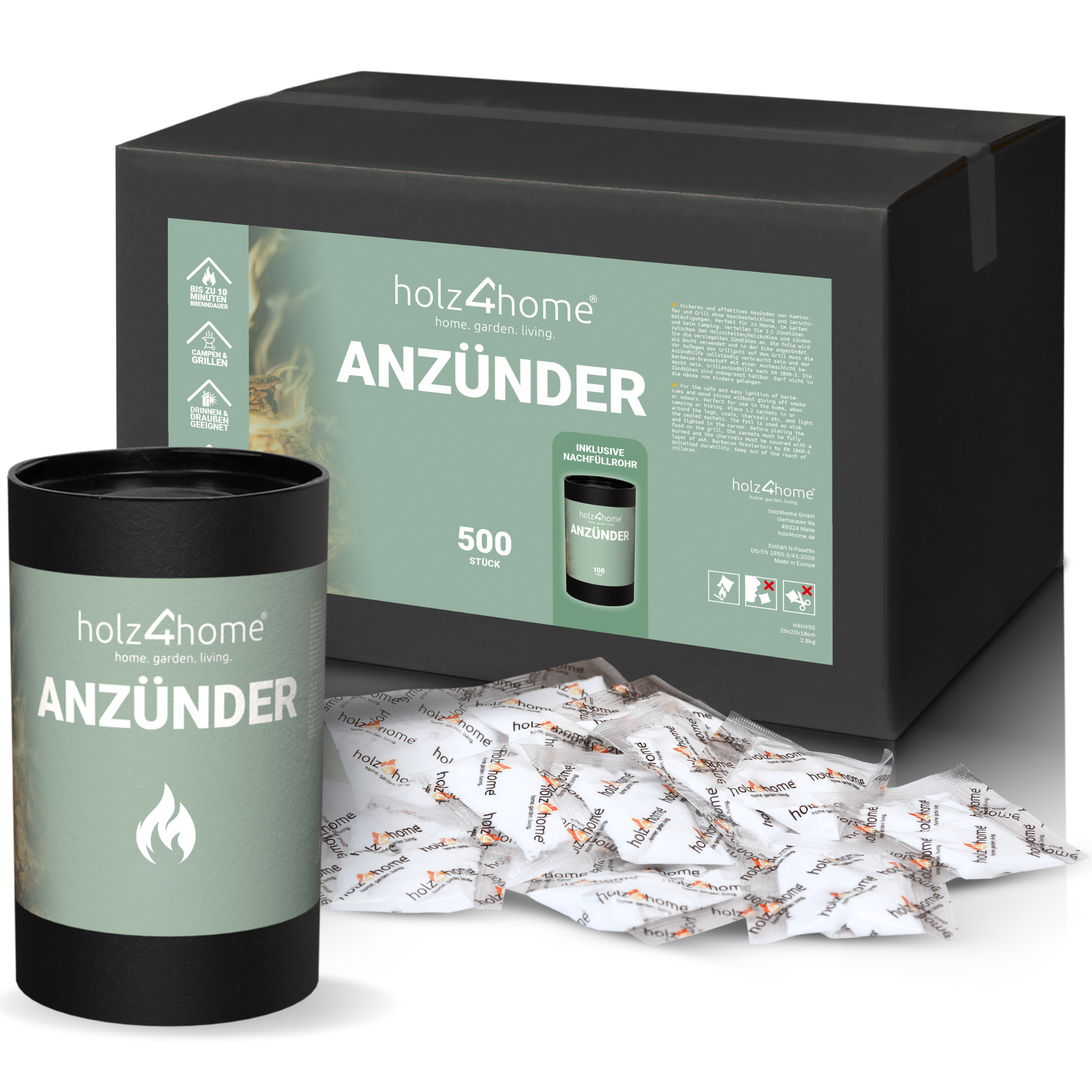 holz4home&reg; Kaminanz&uuml;nder Grillanz&uuml;nder 500 Stk. 