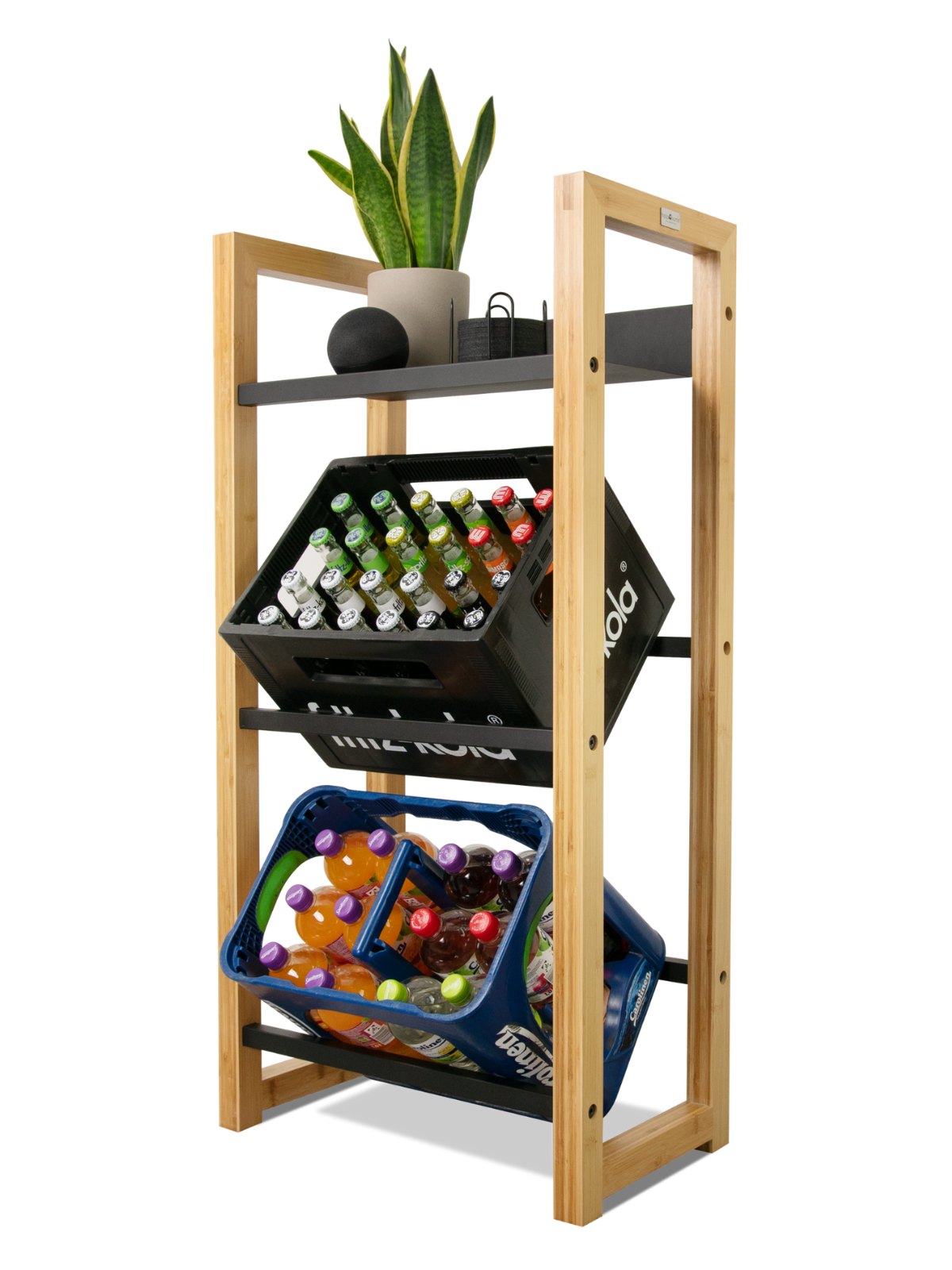 holz4home&reg; Getr&auml;nkekistenregal Bambus - 3 Kisten | 3 Kisten 