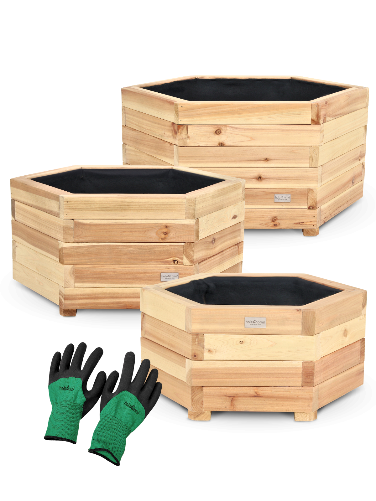 holz4home&reg; 3er Set Outdoor Pflanzenk&uuml;bel | Sparset (S / M / XL) 