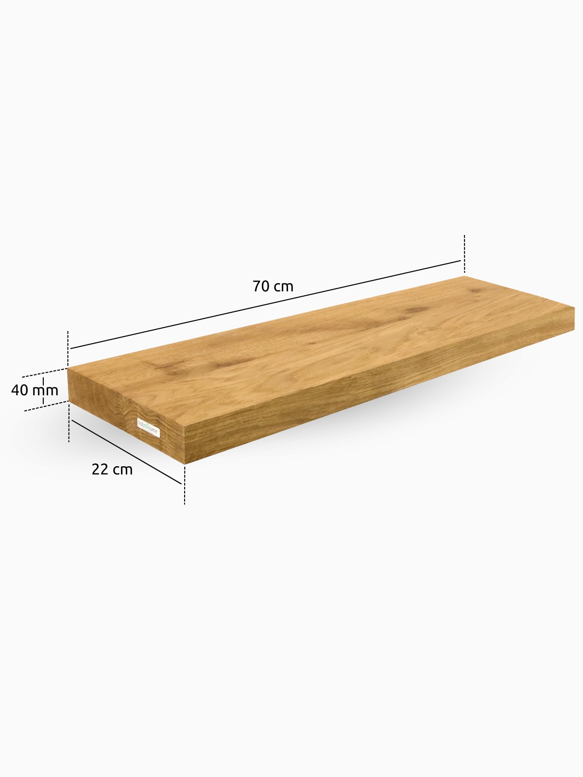 holz4home&reg; Schwebendes Wandregal | 70cm / ohne Baumkante 